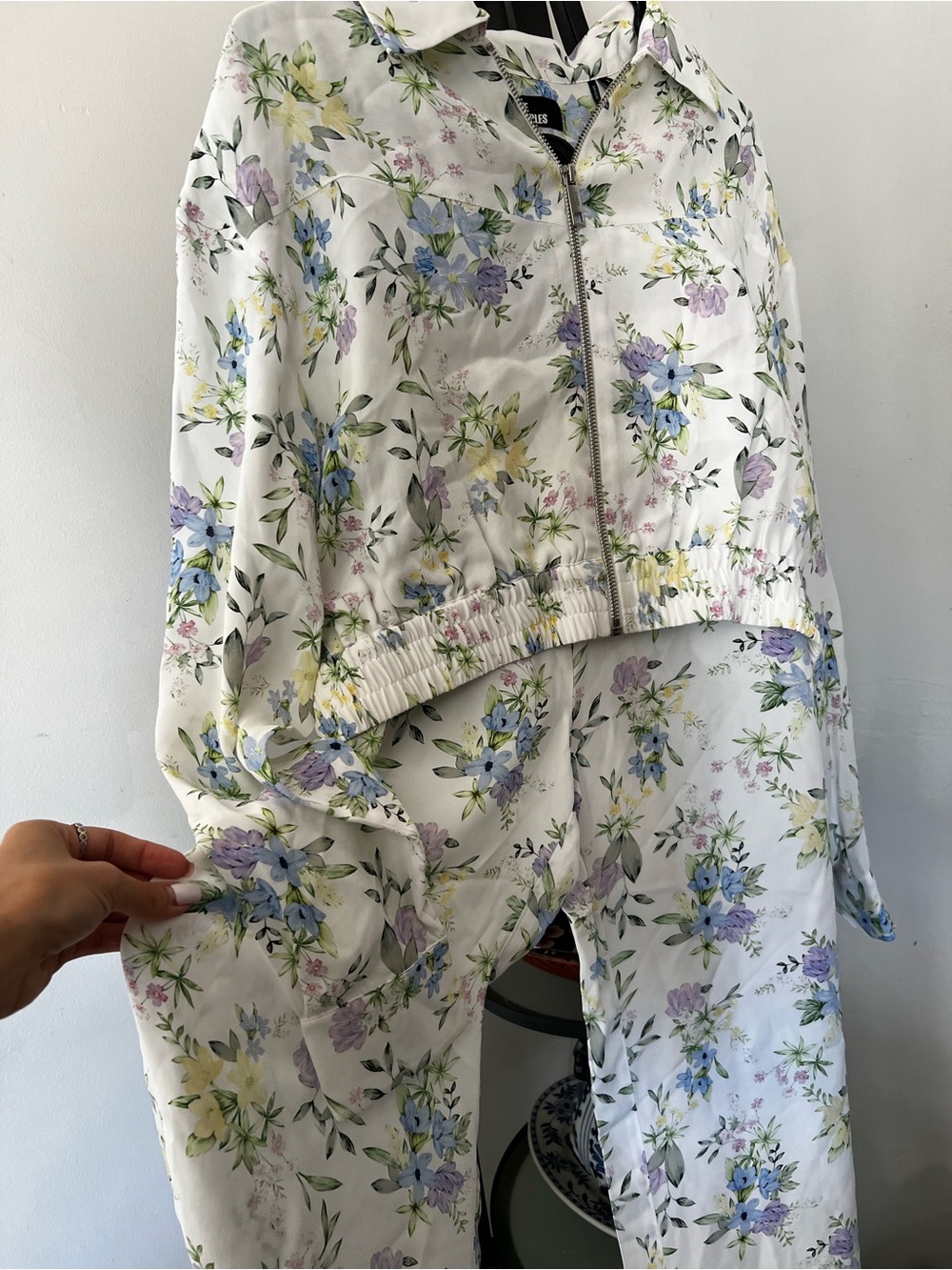 The Kooples White Floral Zip-Front Track Jacket & Joggers